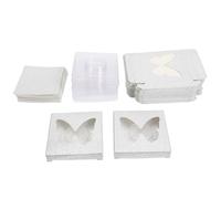 BIUDECO 30pcs Colorful Square False Eyelash Storage Boxes Butterfly Hollow Lash Tray Lid Silver Base Empty Lash Holder for Eyelash Packaging