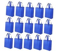 BIUDECO 30pcs Non-woven Tote Bags with Handles for Shopping and Reusable Grocery Bags Blue Vertical Design Suitable for Women Families Clothing Stores Wedding Welcome and Party Use