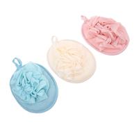 BIUDECO 3Pcs Bath Scrubbing Towel Set with Bath Ball, Soft Exfoliating Towels for Deep Skin Cleansing, Suitable for Family Use and Travel, Includes Beige, Pink, and Blue Colors