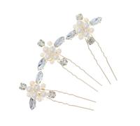 BIUDECO 3Pcs Bridal Rhinestone Flower Hair Pins U-shaped Hair Forks for Wedding Prom Elegant Gold Accessories for Brides and Women