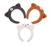 BIUDECO 3pcs Cat Plush Headband Cute Spa Headband for Face Washing Cartoon Cat Ears Hairband Charming for Boys and Girls Black White Orange