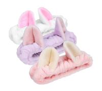 BIUDECO 3pcs Cute Velvet Face Wash Headbands for Women Soft Stretchy Makeup Hair Accessories with Adorable Animal Ears Design for Skincare Spa Sports and Daily Use