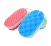 BIUDECO 3pcs Double Sided Exfoliating Bath Sponges for Adults Soft Body Scrubbers with Hanging Rope Multi Color for Shower Cleaning and Massage for Home and Travel Use