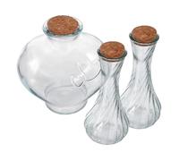 BIUDECO 3pcs Glass Unity Sand Ceremony Bottles with Cork Stoppers - Includes 2 Slant Neck Vials and 1 Large Heart Jar - Decorative Corked Glass Jars for Wedding, Anniversary, and Bridal