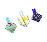 BIUDECO 3pcs Handblown Glass Hanukkah Dreidel Elegant Judaica Collectibles for Jewish Holiday Decor Paperweight Ornament Unique Traditional Chanukah Gift for All Ages