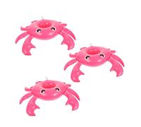 BIUDECO 3Pcs Inflatable Pool Cup Holder Cartoon Crab Shaped Floating Drink Coasters Material Pool Accessory for Beach Parties and Bath