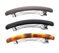 BIUDECO 3pcs Metal Snap Hair Clips for Women Stylish Barrette Clips Leopard Yellow Glossy Coffee Glossy Black Durable Easy to Use Secure Hold for Fine Hair