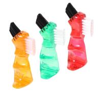 BIUDECO 3Pcs Multi Functional Double Head Mini Denture Cleaner Brush Portable Personal Use Household Teeth Cleaning Tool with Red Orange Green Handles