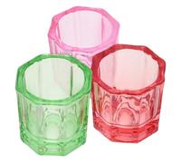 BIUDECO 3pcs Octagonal Glass Dappen Dish for Nail Art Manicure Crystal Bowls for Liquid and Powder Versatile Nail Polish Brush Washing Cups Easy to Clean and Compatible with Various