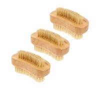 BIUDECO 3Pcs Professional Natural Beech Wood Nail Brushes Double-sided Scrubbers Portable Manicure Supply for Home and Salon Nail Cleaning and Pedicure Care