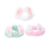 BIUDECO 3pcs Rabbit Ears Headband Plush Bow Headband for Girls Head Bands Adult Women