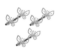 BIUDECO 3Pcs Rhinestones Butterflies Hair Clips Barrette for Women and Silver Elegant Butterfly Hairpin for Parties Weddings Daily Wear Birthday and Festival Hair Accessories
