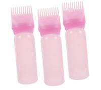 BIUDECO 3pcs Root Comb Applicator Bottles for Hair Oil and Dye Pink Squeeze Bottles with Comb Head for Even Color Distribution Easy One-handed Use Refillable Hair Care Dispensers for Salon