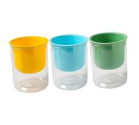 BIUDECO 3pcs Self Watering Flower Pots Plastic Planters for Indoor Plants with Automatic Water Absorption, round Colorful Plant Containers in Blue, Green, and Yellow for Home Gardening