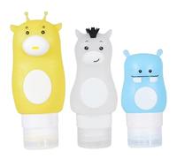 BIUDECO 3pcs Silicone Refillable Travel Bottles Set with Leak-proof Design, Small Food Containers for Trips Featuring Deer, Horse, and Hippo Shapes, for Lotion, Sauce, and Skincare