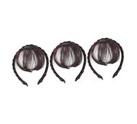 BIUDECO 3pcs Stylish Headband Bangs for Women and Girls Synthetic Wig Fringe Front Bangs Comfortable Fit Dark for Daily Wear and Special Occasions