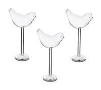 BIUDECO 3Pcs Transparent Bird Shape Goblets Food Grade Glass Cocktail Cups for Party Home Bar Banquet Use