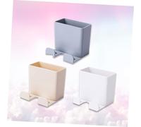 BIUDECO 3pcs Wall-mounted Multifunctional Storage Boxes for Remote Controls and Small Items Cell Phone Charging Rack Organizer in White Grey Beige Space-saving Home Storage