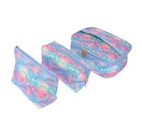 BIUDECO 3pcs Waterproof Make up Bag Pu Three-piece Set with Compact Design and Wear Resistance, for Travelling and Camping, Stylish Decorative Cosmetics Bag and Portable Makeup Organiser