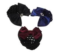 BIUDECO 3pcs Women Hair Snood Net Bowknot Elastic Mesh Bun Covers in Blue Burgundy Black Lightweight Comfortable Hair Wraps for Nurses and Professional Styling Accessories