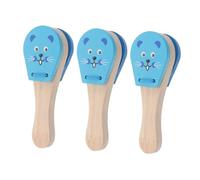 BIUDECO 3pcs Wooden Castanets for Cute Mouse Design Animal Themed Percussion Instruments for Early Music Education Hand Eye Coordination and Interactive Family Play