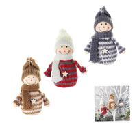 BIUDECO 3pcs Wooden Snowman Doll Christmas Pendant Hanging Ornaments Knitting Decor for Xmas Tree and Window Display Festive Hanging Snowman Set Random Color Random Color