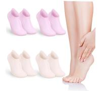 BIUDECO 4 Pairs Silicone Socks Spa Socks Moisturizing Women Multipack Woman for Dry Cracked Feet Ankle Sleep Ladies Foot Silica Gel