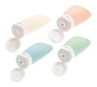 BIUDECO 4 Pcs Plastic Lotion Bottles Set 60ml Lightweight Leak-proof Design Toiletry Containers with Bag, Portable Refillable Travel Bottles Suitable for Handbag or Cosmetic Random Color