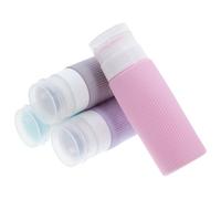 BIUDECO 4 Pcs Silicone Travel Bottles with Flip Caps Leakproof Refillable Liquid Dispensers for Toiletries and Creams Portable Multicolor Containers for Airplane Travel