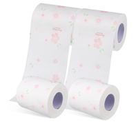 BIUDECO 4 Rolls Floral Printed Toilet Paper Decorative Napkins Highly Absorbent Bathroom Tissue for Home Travel Lightweight Portable with Beautiful Flower Patterns