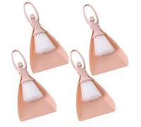 BIUDECO 4 Sets Portable Mini Broom and Dustpan Set for Home and Desktop Cleaning Plastic Cleaning Tools with Hanging Compact Design for Narrow Spaces and Keyboard Dust Removal in Pink