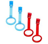 BIUDECO 4pcs Baby Crib Pull Rings Toddler Hand Pull Ring Baby Bed Stand up Hanging Nursery Cot Accessory for Walking Assistance Blue and Red