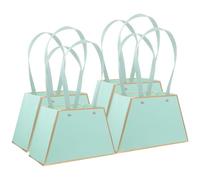 BIUDECO 4pcs Blue Paper Flower Bouquet Bags with Handles Multi-use Floral Wrapping Bags for Bouquets and Flower Arrangements for Wedding and Event Packaging