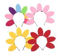 BIUDECO 4pcs Bohemian Sunflower Headbands for Couples Romantic Valentines Day Hair Accessories Comfortable Durable Floral Hair Hoops for Parties Birthdays Photoshoots