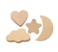 BIUDECO 4pcs Cartoon Wooden Drawer Knobs Moon Heart Shapes Simple Single Hole Cabinet Pulls for Furniture Easy Install Practical Handles for Dresser Wardrobe