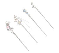 BIUDECO 4pcs Chinese Hairpin with Moonstone Accents Lightweight Metal Hair Chopsticks for Women Retro Styling Pin Versatile Bun Holder for Hanfu and Modern Hairstyles