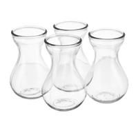 BIUDECO 4pcs Clear Glass Bud Vases Small Hyacinth Flower Vases for Hydroponic Plants Stable Structure Decorative Table Centerpieces for Home and Wedding Decor