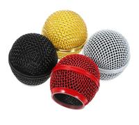 BIUDECO 4pcs Colorful Microphone Replacement Grille Mesh Caps for Professional Wireless Mic Supplies, Metal Mic Ball Head Covers in Black, Gold, Red, White for Vocal and Stage Use