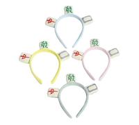 BIUDECO 4pcs Creative Mahjong Headbands Hair Accessories for Multi Use Face Washing Makeup Hair Decor Durable Odorless Photo Props Random Color
