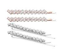 BIUDECO 4pcs Crystal Rhinestone Metal Hair Clips Sparkle Decorative Bobby Pins for Women Wedding Prom Party Hair Accessories Silver Rose Gold