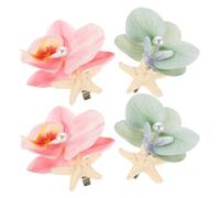 BIUDECO 4pcs Flower Hair Clips: Orchid Hair Clip - Hawaiian Flower Hairpin - Tropical Bohemian Hairstyles Accessories for Women Beach Weddings Summer Vacation