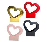 BIUDECO 4Pcs Heart Shaped Floral Boxes with Hollow Out Design Portable Small Flower Packing Boxes for Wedding Bouquets Gift Packaging Pink Red Black Gold