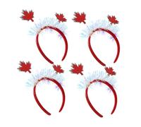 BIUDECO 4pcs Holiday Party Headdress Maple Leaf Tiara Tinsel Hairband for Fall Thanksgiving Festival Women Hair Accessories