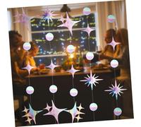 BIUDECO 4pcs Iridescent Star and Circle Garland Party Streamers for Adult Birthday Wedding Year Decorations Glitter Tinsel Hanging Bunting for Elegant Year Eve Celebrations