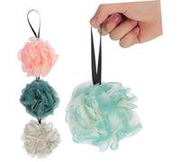 BIUDECO 4pcs Large Body Loofah with Hanging Loops for Easy Drying Vibrant Bath Balls for Exfoliating and Cleansing Stylish Shower Accessories in Coffee Navy for Family Use