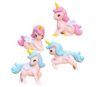 BIUDECO 4Pcs Mini Unicorn Ornaments Adorable Cartoon Decorative Figurines for Cake Garden Patio Weather-resistant Landscape Decorations