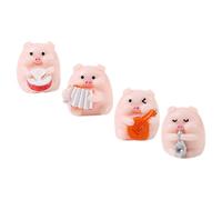BIUDECO 4Pcs Miniature Resin Pig Music Band Figurines Adornments Cute Desktop Piggy Sculptures for Dollhouse Decor Portable Hand-painted Tabletop Ornaments