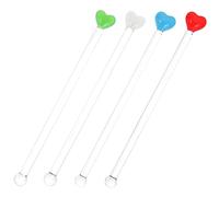 BIUDECO 4Pcs Multi Color Heart Shaped Glass Stirring Sticks Multi Function Mixing Rods for Coffee Tea Cocktails Juices Hot Cocoa and Cold Beverages Household Bar Swizzle Sticks