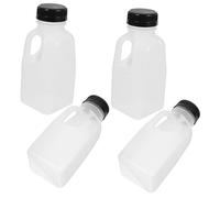 BIUDECO 4pcs Reusable Beverage Bottles with Caps Airtight Plastic Juice and Milk Bottles Lightweight Sealed Containers for Travel Picnic Work Clear Portable Empty Drink