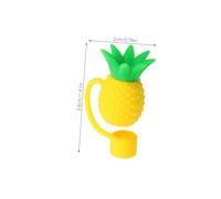BIUDECO 4pcs Reusable Silicone Straw Caps Pineapple Design Straw Tip Covers Dustproof Protective Plug Cute Lightweight Yellow